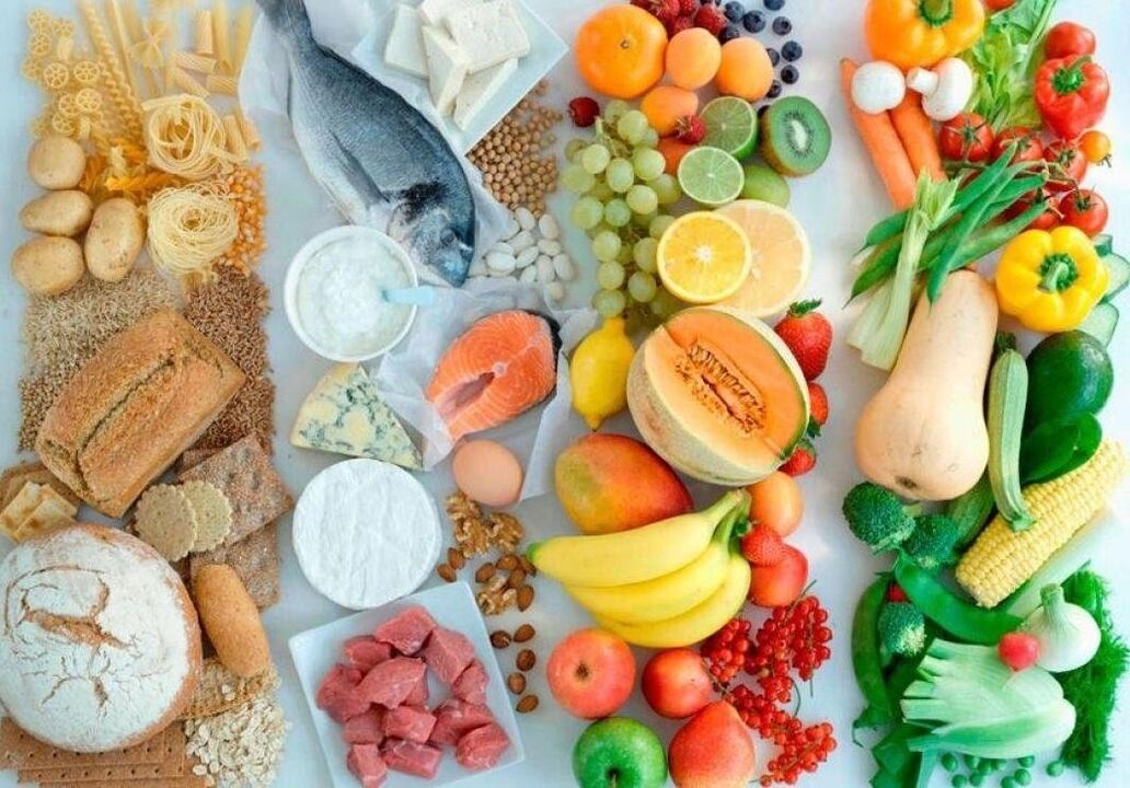 Alimentos de diferentes grupos que componen una dieta saludable